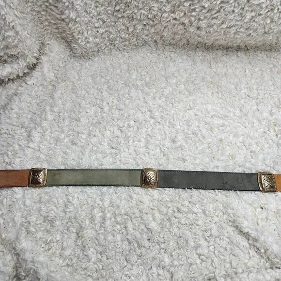 Brighton Vintage Multi-color Leather Belt with Conchos sz Large - Picture 3 of 8